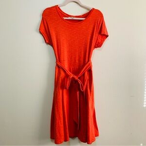 Toad&Co Vibrant Orange Cue Short Sleeve Wrap Midi Dress size large